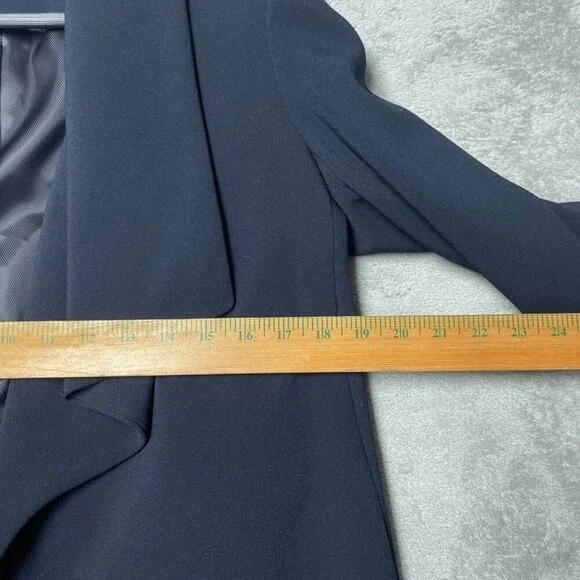 Lauren Ralph Lauren Crepe Belted Drape Front Jacket Navy PS New a1643 - Picture 5 of 9